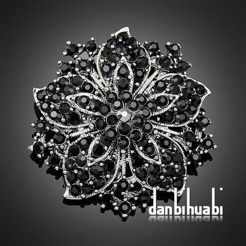 7 colors Vintage Style Black Rhinestone Crystal Diamante Party Brooch pins for women