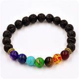 Muti-color Beads Lava 7 Chakra Healing Balance Rhinestone Bracelet for Men