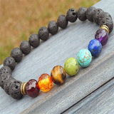 Muti-color Beads Lava 7 Chakra Healing Balance Rhinestone Bracelet for Men