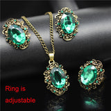 Bridal Fashion Jewelry Sets Crystal Vintage Bronze Plated Necklace Earrings Bracelet Rings