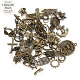 Mixed 50pcs/Lot Assorted Carved Beads Metal Alloy Pendant Plated Antique Bronze Charms Pendants