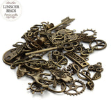 Mixed 50pcs/Lot Assorted Carved Beads Metal Alloy Pendant Plated Antique Bronze Charms Pendants