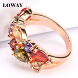 Fashion Multicolor Cubic Zirconia 18K Rose Gold Plated Wedding Finger Ring