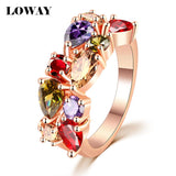 Fashion Multicolor Cubic Zirconia 18K Rose Gold Plated Wedding Finger Ring
