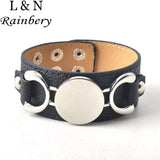 Rainbery New Monogram Leather Cuff Bracelet