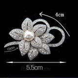 Vintage Style Rhodium Plated Clear Austria Crystals Imitation Pearl Big Bow Brooch Wedding Accessories