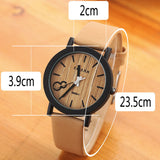 Simulation Wooden Quartz Men Watches Casual Wooden Color Leather Strap Watch