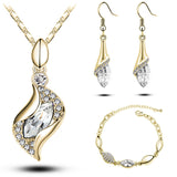 Elegant Luxury Design 18k Rose Gold Plated Colorful Austrian Crystal Drop Jewelry Sets