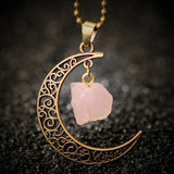 Vintage Moon Necklace Irregular Natural Stone Pendants