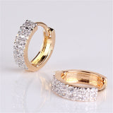 Vintage Women Round Cubic Zirconia 18K Gold Plated Earrings