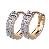 Vintage Women Round Cubic Zirconia 18K Gold Plated Earrings