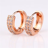 Vintage Women Round Cubic Zirconia 18K Gold Plated Earrings