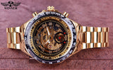 Winner New Number Sport Design Bezel Golden Watch Mens Automatic Skeleton Watch