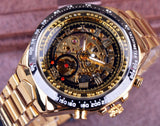 Winner New Number Sport Design Bezel Golden Watch Mens Automatic Skeleton Watch