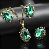 Bridal Fashion Jewelry Sets Crystal Vintage Bronze Plated Necklace Earrings Bracelet Rings
