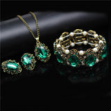 Bridal Fashion Jewelry Sets Crystal Vintage Bronze Plated Necklace Earrings Bracelet Rings