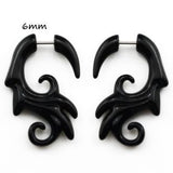 Pair Black Acrylic Fake Cheater Twist Spiral Ear Taper Gauges Expanders Earring Tunnel Plugs Piercing Body Jewelry