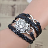 New Infinity Love Leather Owl Leaf Charm Handmade Bracelet