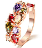 Fashion Multicolor Cubic Zirconia 18K Rose Gold Plated Wedding Finger Ring