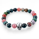 New Fashion Natural Skull Lava Stone Beads And Tiger Eye Stone Beads Men Bracelet