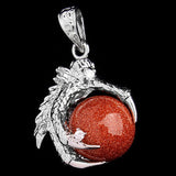 Silver Plated Dragon Claw Wrap Ball Beads Charm Pendant Necklaces