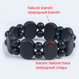 Jade Banichi Natural Black Bian Stone Carve Bracelet