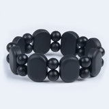 Jade Banichi Natural Black Bian Stone Carve Bracelet