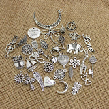 100pcs Mixed Antique Silver Plated European Bracelets Charm Pendants Fashion