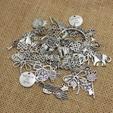 100pcs Mixed Antique Silver Plated European Bracelets Charm Pendants Fashion