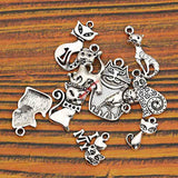 10pcs Mixed Tibetan Silver Plated Cat Soccer Tree of Life Charms Pendants