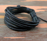 Monochrome Woven Leather Bracelet  Pure Hand-painted Leather Rope Bracelet