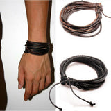 Monochrome Woven Leather Bracelet  Pure Hand-painted Leather Rope Bracelet