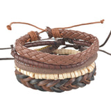 4pcs Braided Adjustable Leather Bracelet  Cuff  Women &  Men Casual Jewelry