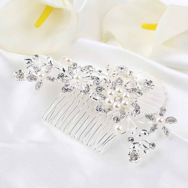 Flower Crystal Rhinestones Pearls Women Hair Clip Comb,Hair Pin Accessories