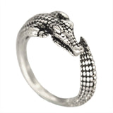 Wild Animal Crocodile Ring Unique Night Club Ring Silver Plated