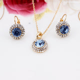 Fashion White Gold Plated Crystal Pendants Necklace/Earrings Wedding Jewelry Sets For Women