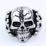 Gothic Men's Skull Flower Biker Man fashion ring