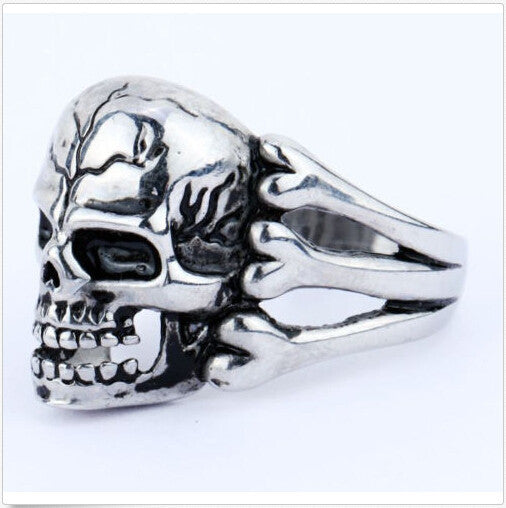 Gothic Men's Skull Flower Biker Man fashion ring