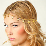 Multi Layer Metal Gold Plated Head Chain Hair Jewelry Tassel Pearl Leaves Bindi Hair Accesories