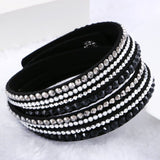 New Leather Rhinestone Crystal Wrap Multi-layer Bracelets for women