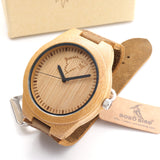 BIRD Top brand Bobobird Men's Bamboo Wooden Watch Quartz Real Leather Strap Men Watches With Gift Box