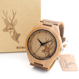 BIRD Top brand Bobobird Men's Bamboo Wooden Watch Quartz Real Leather Strap Men Watches With Gift Box