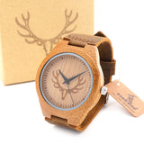 BIRD Top brand Bobobird Men's Bamboo Wooden Watch Quartz Real Leather Strap Men Watches With Gift Box