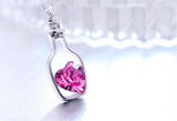 Ladies Love Drift Bottles Pendant Crystal Heart Necklace