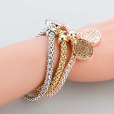 New Fashion Gold Silver Chain Bracelet Round Hollow Charm Bracelets