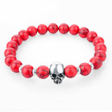 New Fashion Natural Skull Lava Stone Beads And Tiger Eye Stone Beads Men Bracelet