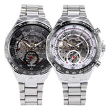 Fashion Steel Men Clock Winner Brand Stylish Design Classic Mechanical Self Wind Wrist Dress Skeleton Automatic Watch