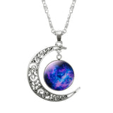 Necklace Glass Galaxy Lovely Pendant Silver Chain Moon