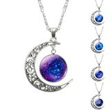 Necklace Glass Galaxy Lovely Pendant Silver Chain Moon