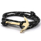 New Silver Alloy Anchor Bracelet Multilayer Leather Risers Bracelet for Women & Men